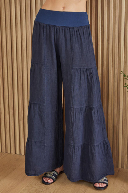 Linen Tiered Palazzo Pants