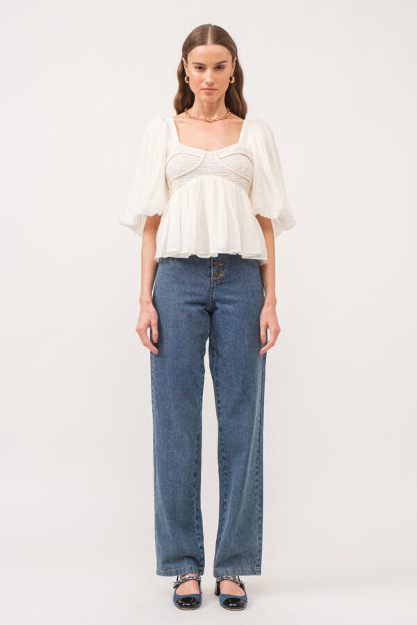 Lily Smocked Puffed Sleeve Blouse