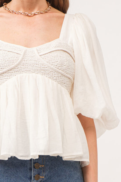 Lily Smocked Puffed Sleeve Blouse