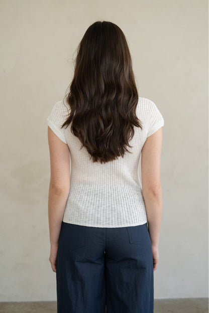 Ribbed SS Collared Top
