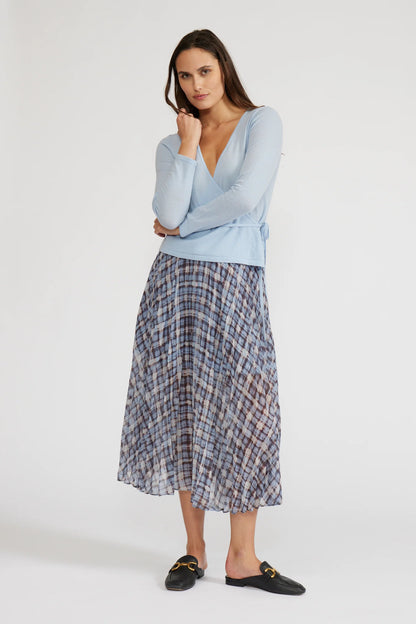 Faux Wrap Sweater in Sky Blue