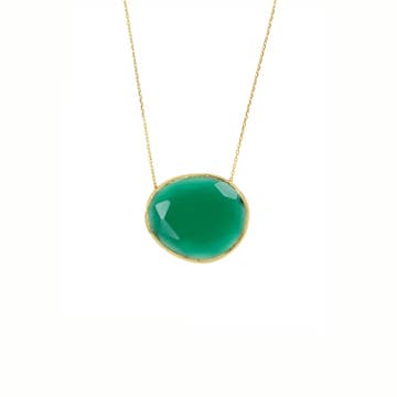 Oval Gemstone Glass Necklace