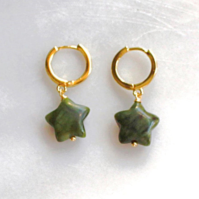 Jade Star Huggie Earrings