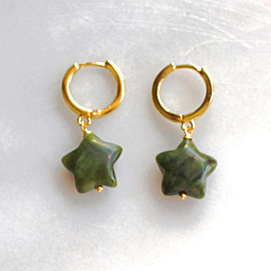 Jade Star Huggie Earrings