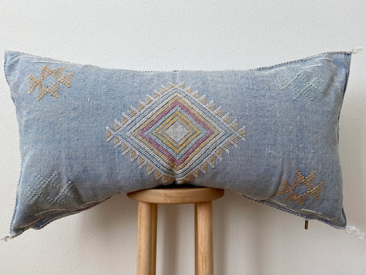 Silk Sabra Lumbar Pillow Sham in Blue