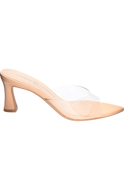 Yarah Pointed Toe Heel in Clear + Nude