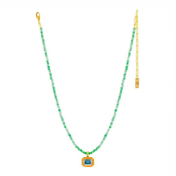 Dakota Necklace in Emerald, Orange, and Blue