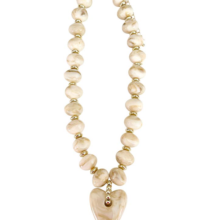 Athens Cream Necklace with Heart