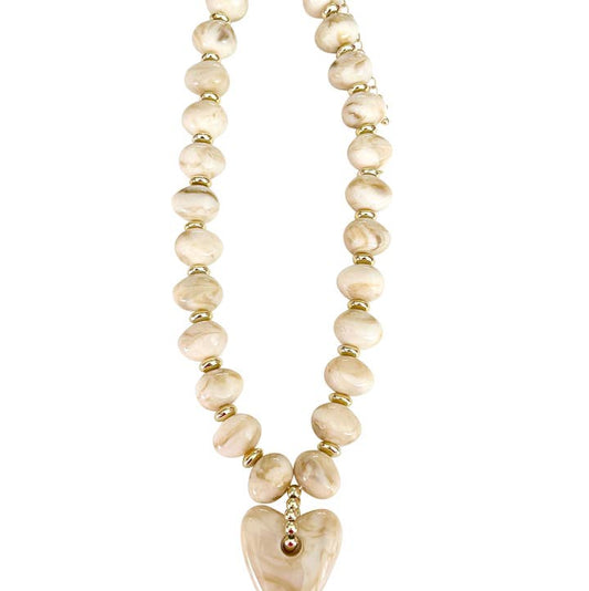 Athens Cream Necklace with Heart