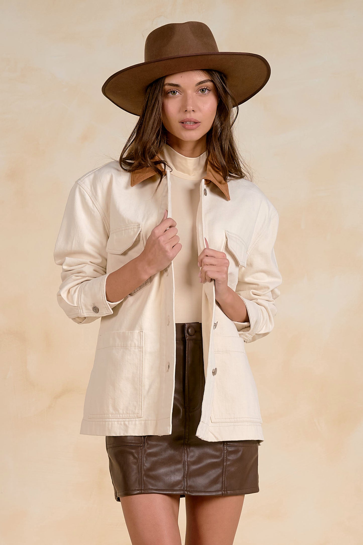 Jackie Belted Barn Coat in Cream