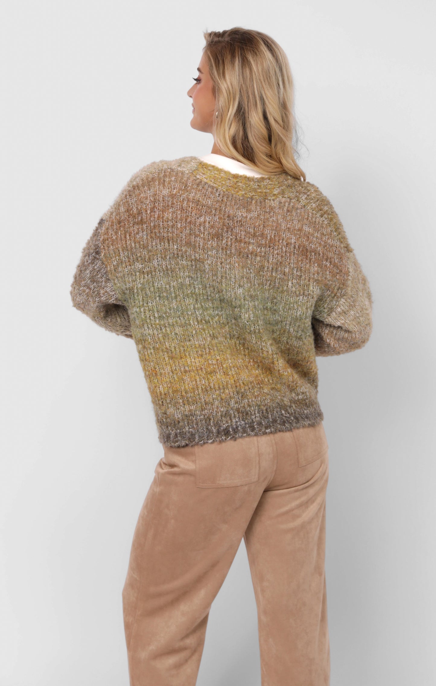 Olive + Brown Ombre Cardigan