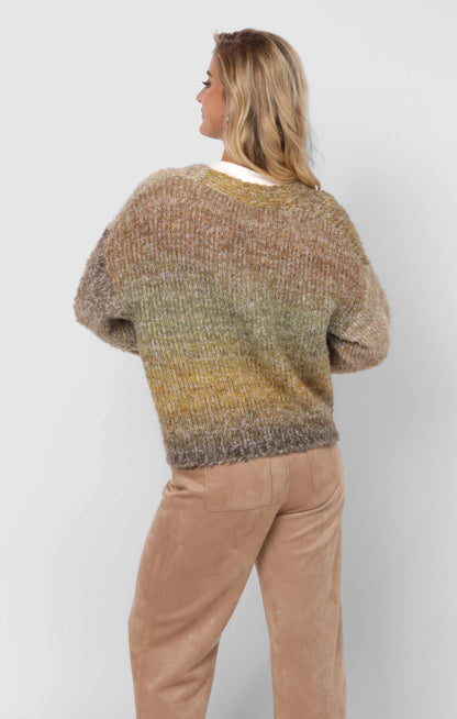 Olive + Brown Ombre Cardigan