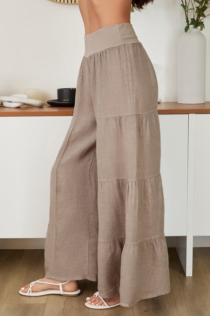 Linen Tiered Palazzo Pants