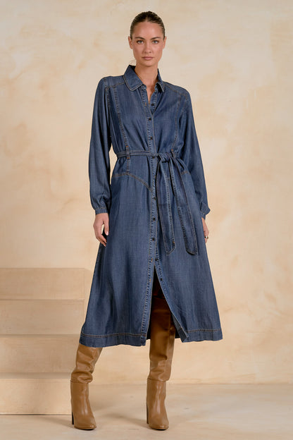 Stephanie Belted Denim Dress