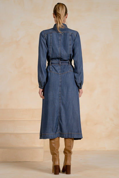 Stephanie Belted Denim Dress