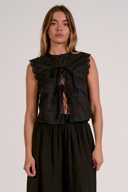 Cecily Embroidered Blouse in Black