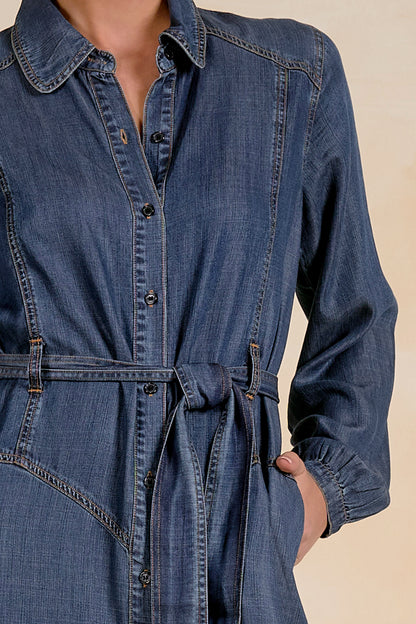 Stephanie Belted Denim Dress