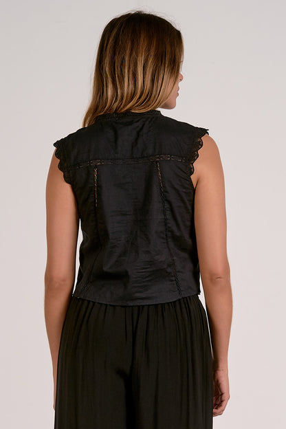 Cecily Embroidered Blouse in Black
