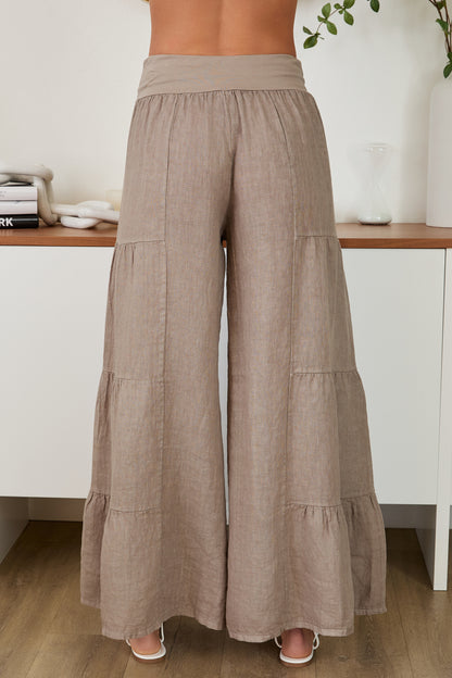 Linen Tiered Palazzo Pants