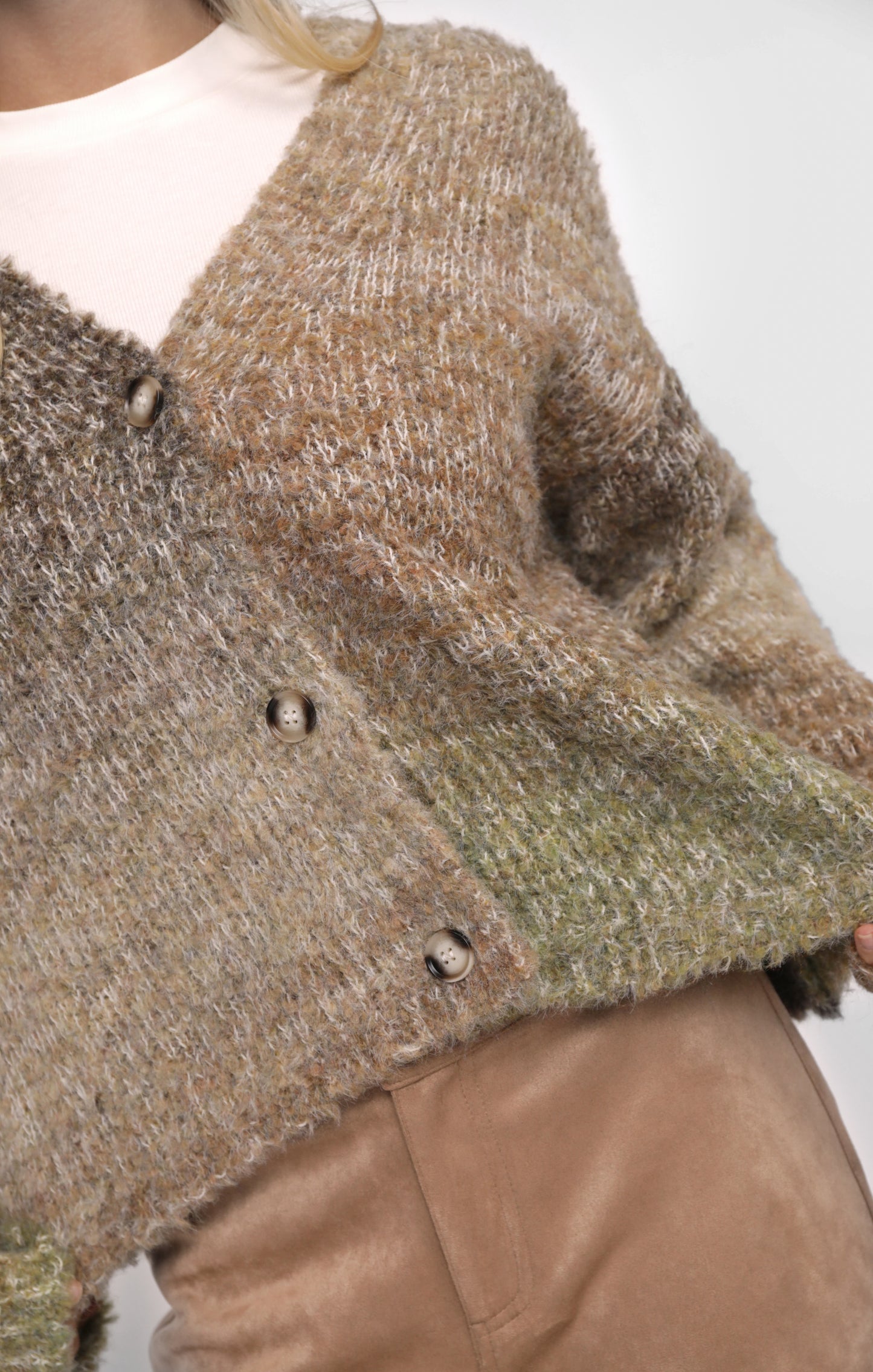 Olive + Brown Ombre Cardigan