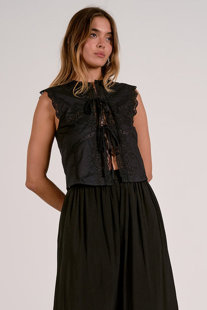 Cecily Embroidered Blouse in Black
