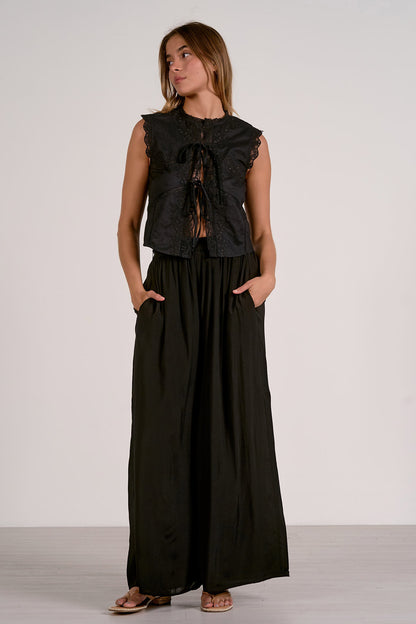 Cecily Embroidered Blouse in Black