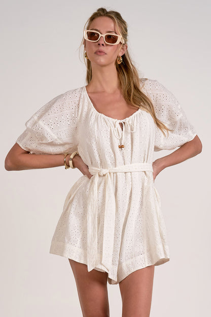Lila Eyelet Romper in White