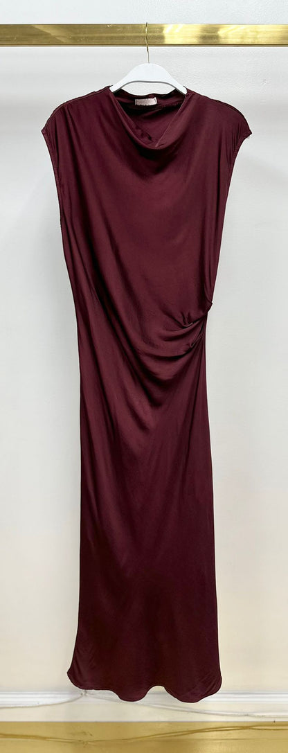 Silky Maxi Dress with Cowl Neck