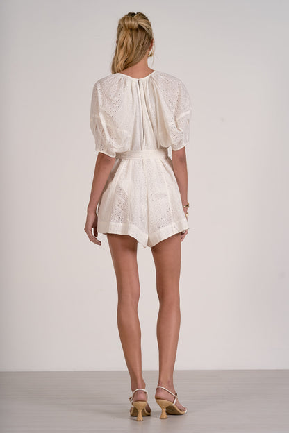 Lila Eyelet Romper in White