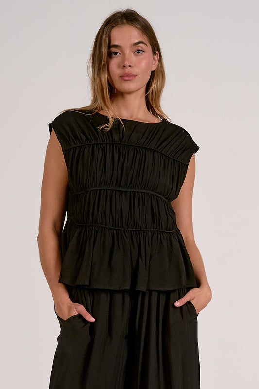 Ella Tiered Blouse in Black