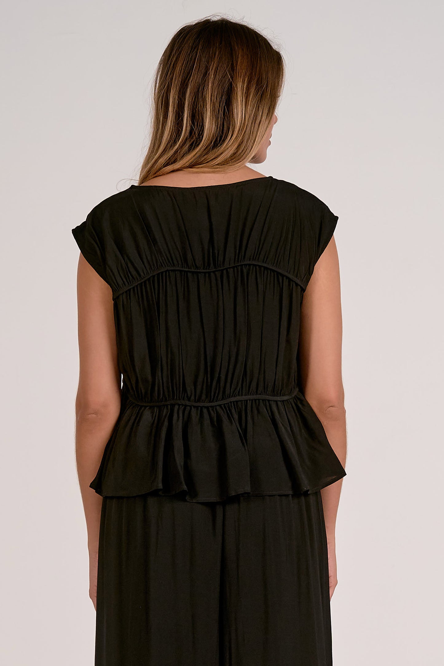 Ella Tiered Blouse in Black