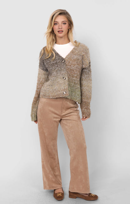 Olive + Brown Ombre Cardigan