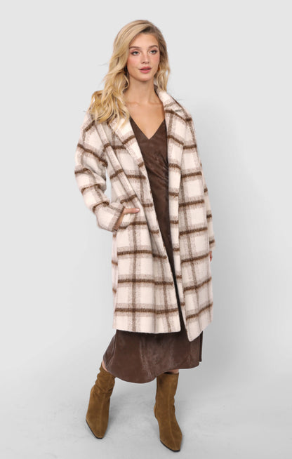 Emily Box Plaid Long Coat