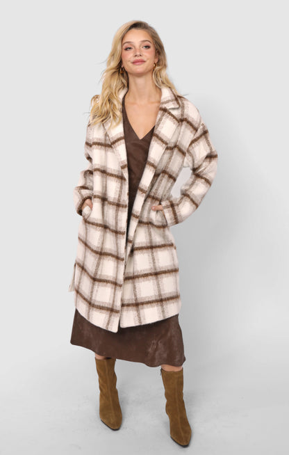 Emily Box Plaid Long Coat