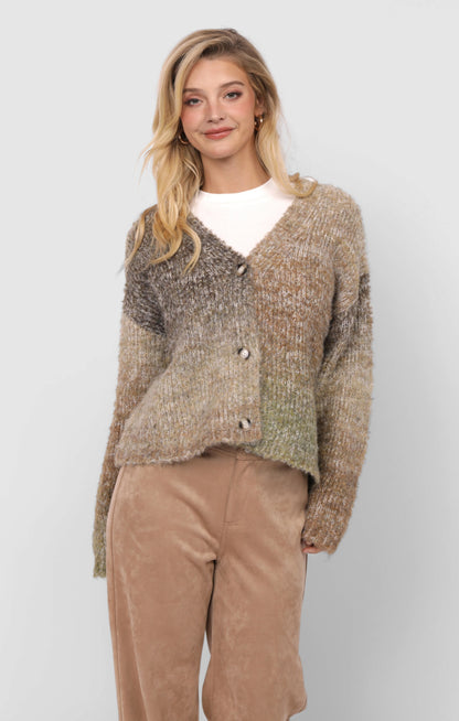 Olive + Brown Ombre Cardigan